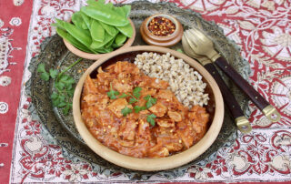 Tikka Masala – with pearl barley and sugar snap peas